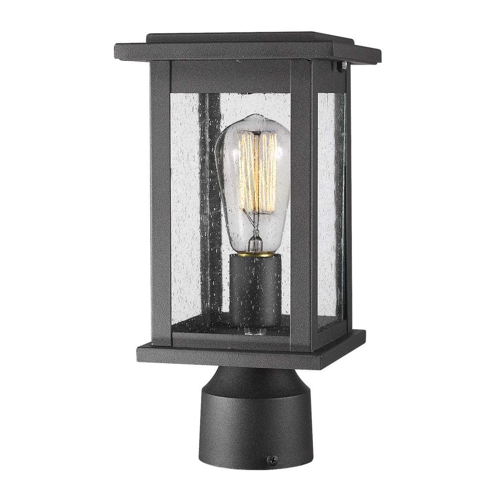 JAZAVA 1Light Black Aluminum No Motion Sensing Hardwired Outdoor