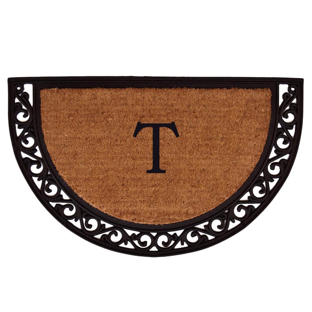 Ornate Scroll 30 in. x 48 in. Coir Monogrammed Door Mat (Letter T) price history on PriceWatchPro
