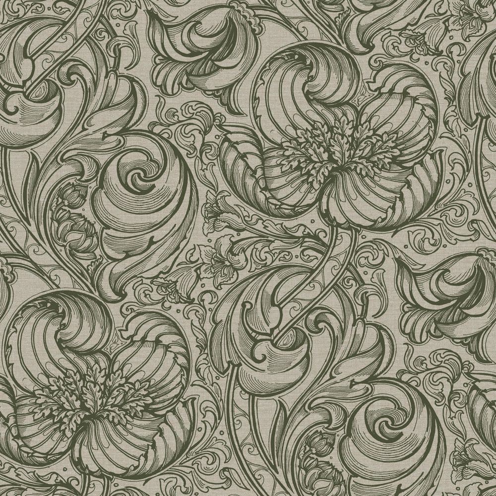 Llewelyn-Bowen Off The Wall Green Floral Down the Dilly Matte Finish Non-Pa