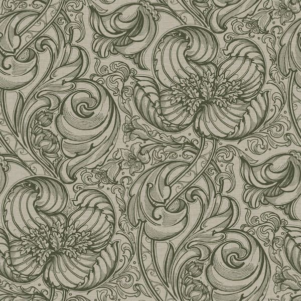Unbranded Llewelyn-Bowen Off The Wall Green Floral Down the Dilly Matte Finish Non-Pasted Non-Woven Wallpaper Sample