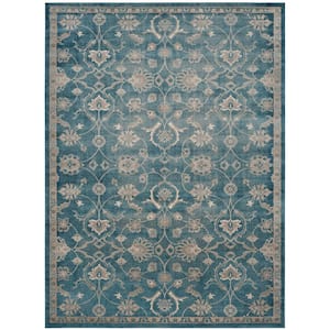 Sofia Blue/Beige 8 ft. x 11 ft. Floral Area Rug