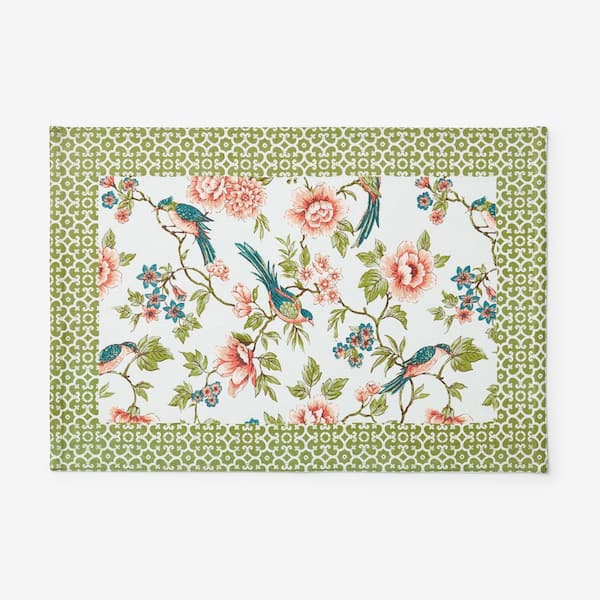 The Company Store Company Cotton Spring Birds 20 in. x 14 in. Green Solid Placemat (Set of 4)