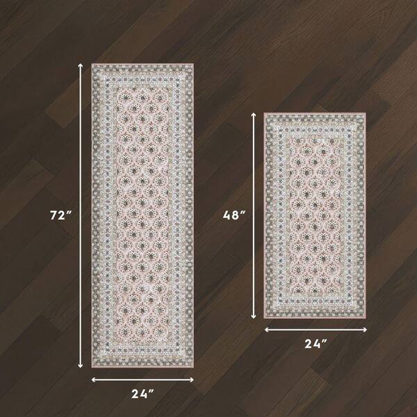Laura Ashley Amelia Chenille Pink 2 ft. x 6 ft. Woven Trellis