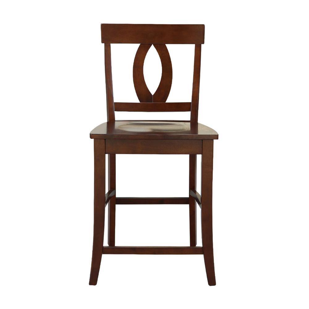 Elegant Roma Solid Hardwood Counter Height Barstool in Espresso
