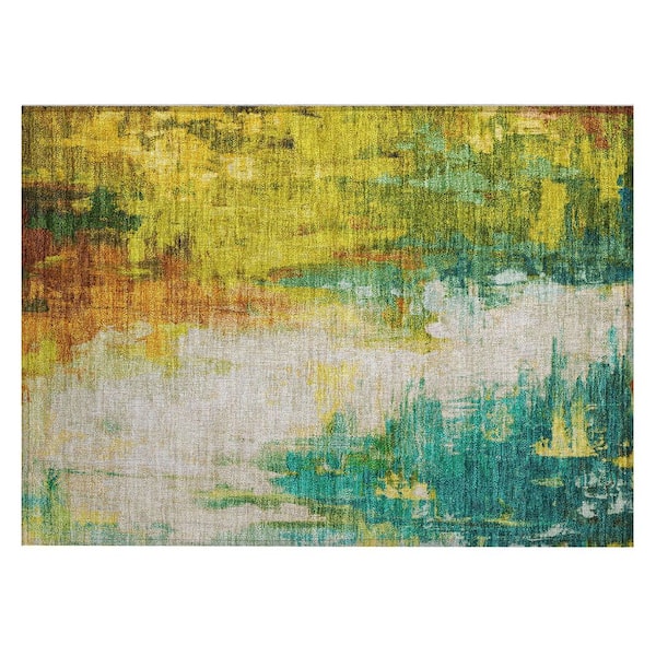 Chantille Machine Washable Indoor/Outdoor Abstract ACN1977 Green 2 ft. x 3 ft. Accent Rug
