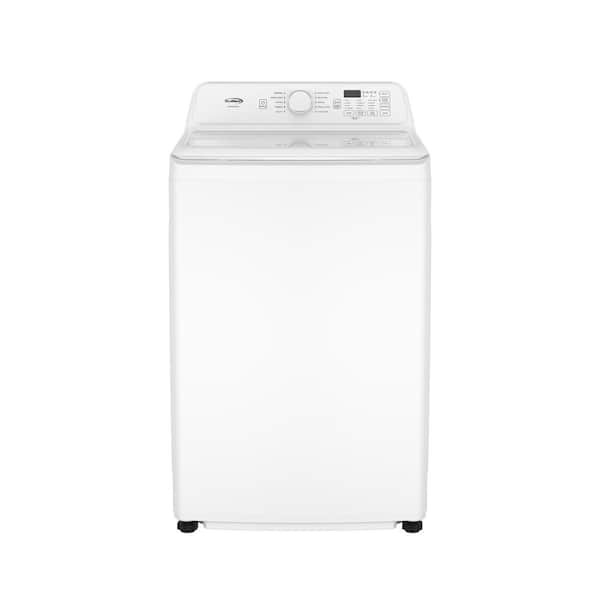 25 in. 4.1 cu. ft. Top Load Washer with Agitator, Stainless Steel Tub, Soft-Close Glass Lid, 10 Wash Cycles, White