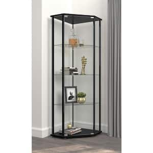 Zenobia Clear and Black Glass Shelf Storage Cabinet