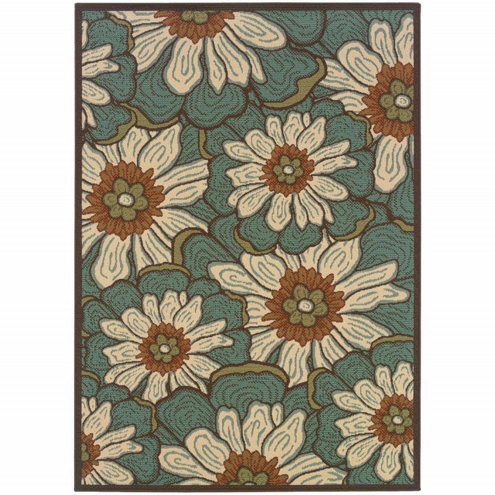 HomeRoots Bernadette Blue 3 ft. x 5 ft. Unthemed Woven Floral ...