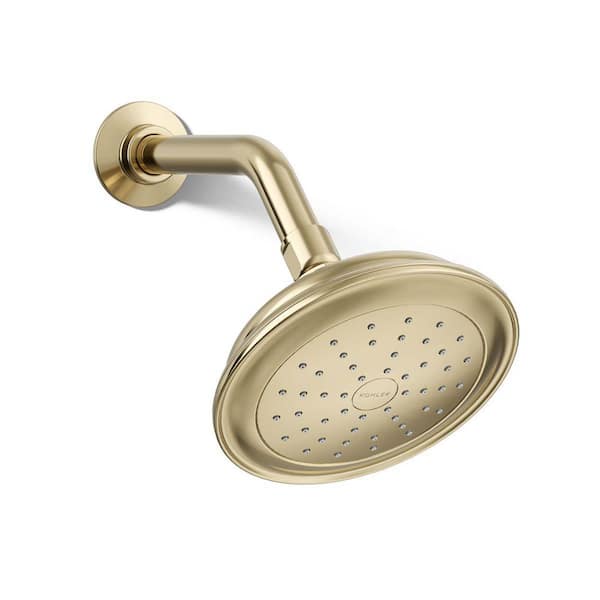 KOHLER Artifacts 1-Spray Patterns 2.5 GPM 6 in. Wall Mount Fixed Shower Head in Vibrant French Gold