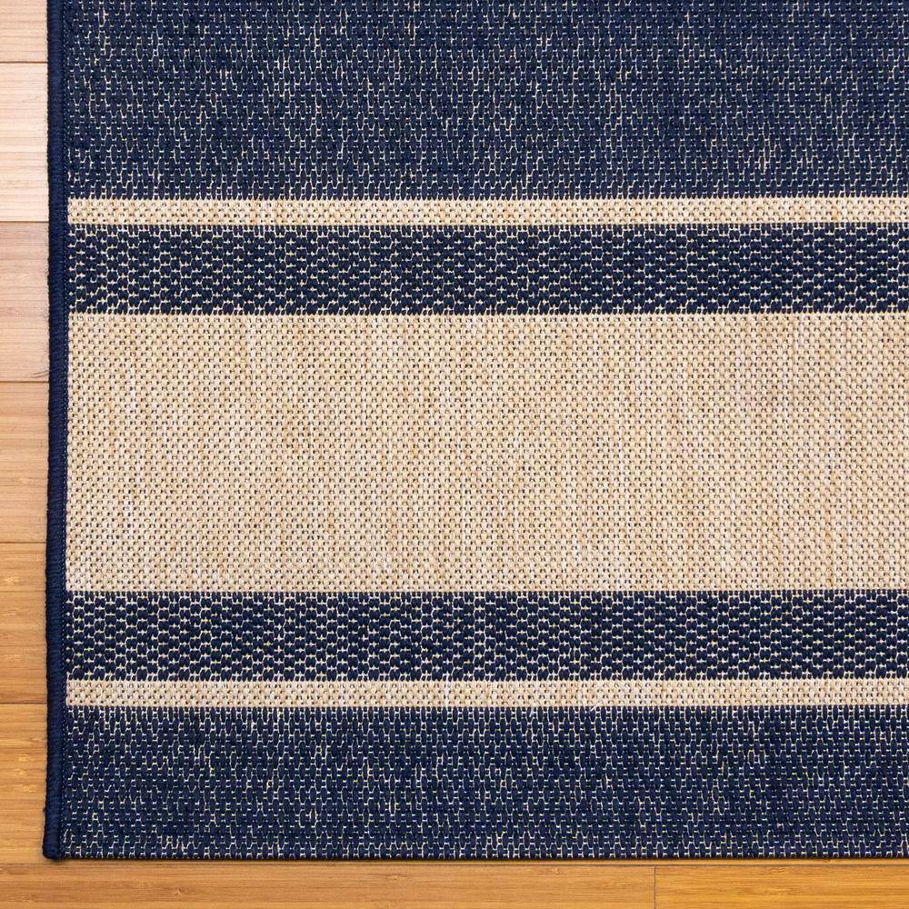 Paseo Navy and Beige Striped Outdoor Rug 5'3"x7'