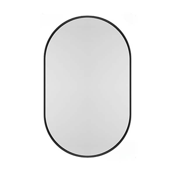 20 in. W x 34 in. H Oval Matte Black Recessed Metal Framed Bath Medicine Cabinet with Mirror and Adjustable Shelves