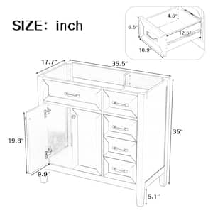 35.5 in. W x 17.7 in. D x 35 in. H Solid Frame and MDF Board Bath Vanity Cabinet without Top in Black with Drawers