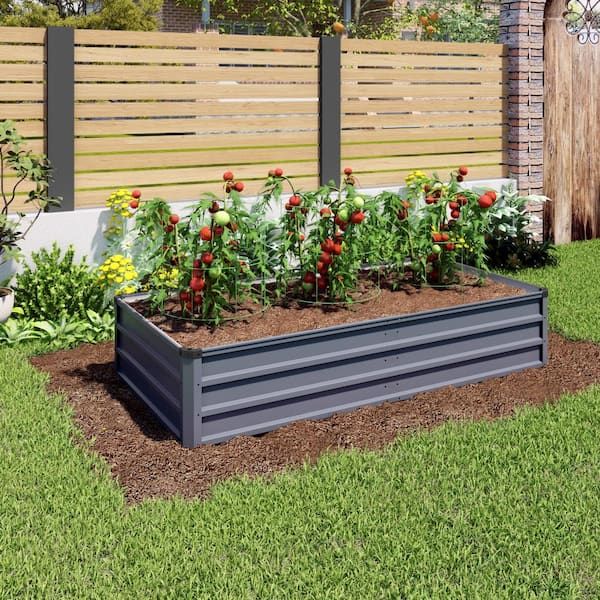 6 ft. x 3 ft. x 1 ft. Large Outdoor Galvanized Steel Raised Garden Bed Planter Box