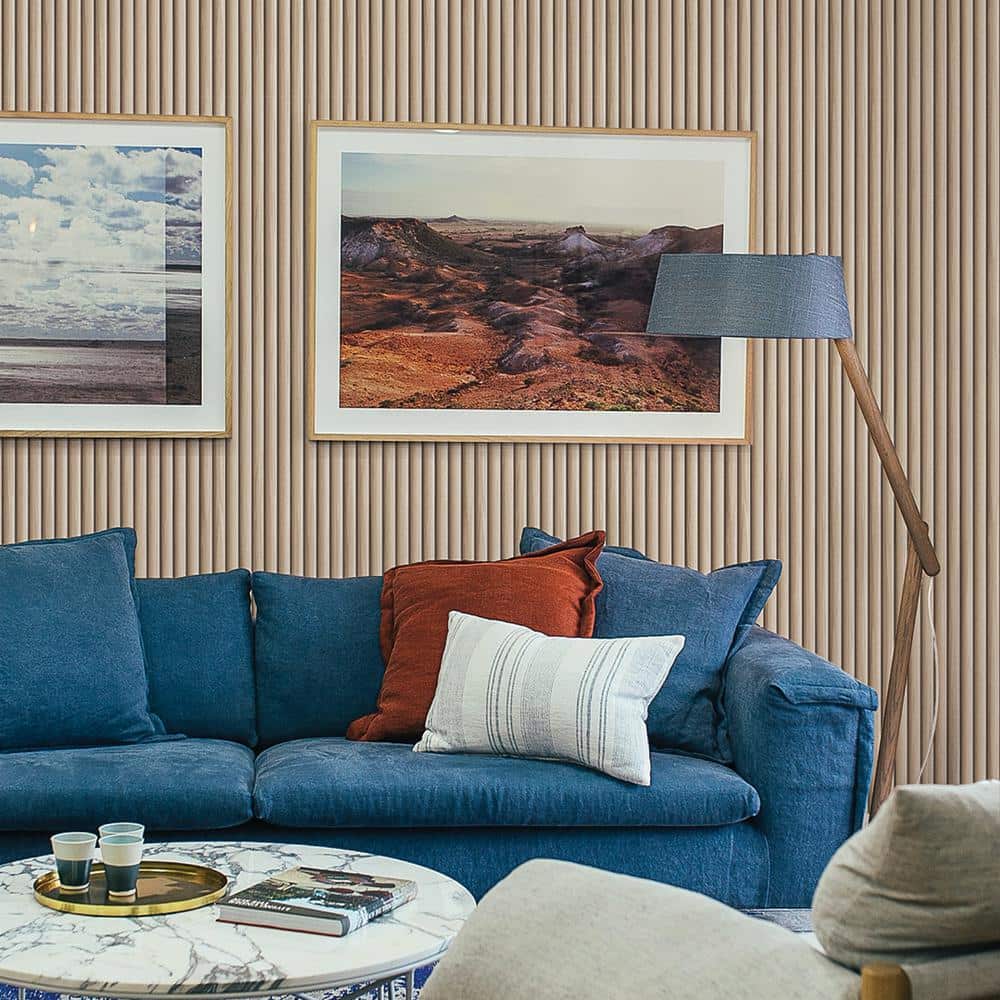 Blonde Reeded Wood Self-Adhesive Peel and Stick Wallpaper