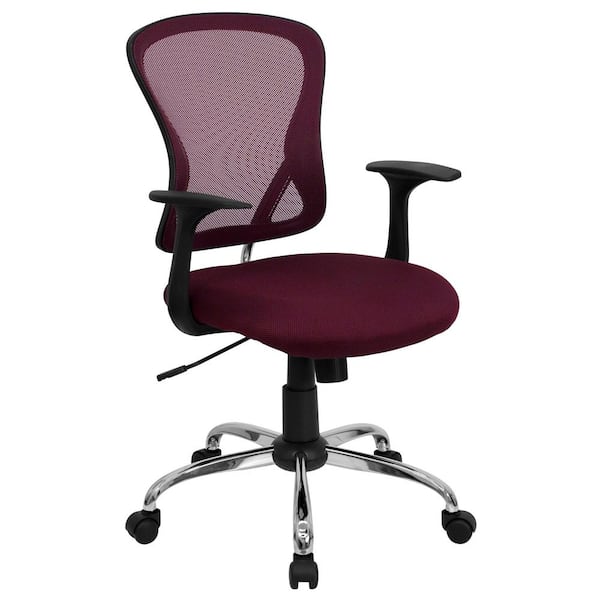 Flash Furniture - High Back Mesh Ergonomic Swivel Office Chair with Flip-Up Arms - Purple