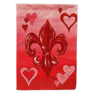 28 in. x 40 in. Polyester Valentine's Day Fleur de lis Flag Canvas House Size 2-Sided Heavyweight