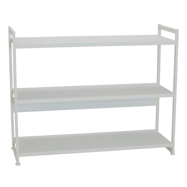 HOUSEHOLD ESSENTIALS Jamestown Wide 3-Tiers Metal Open Household Shelving Unit White (40.5 in. W x 32.5 in. H x 13.75 in. D)