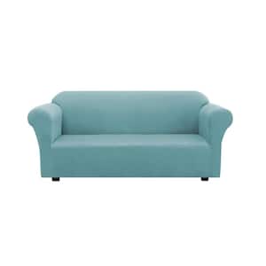 Turquoise Suede Stretch Fit Sofa Slipcover