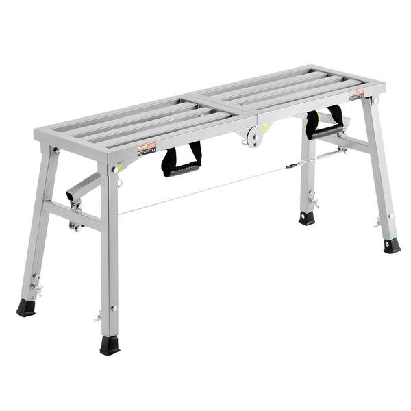 Work Platform, 3-Gear Adjustable Height, Folding Alloy Steel Step Ladder, Portable Scaffolding Platform