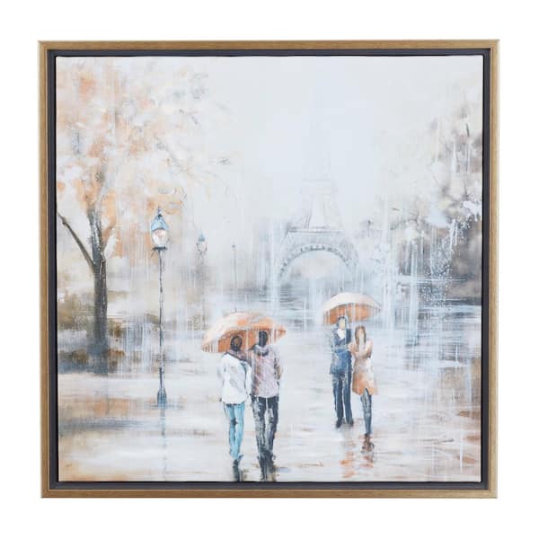 Litton Lane Multi Polystone Transitional Framed Abstract Wall Art 24 in. x 24 in.