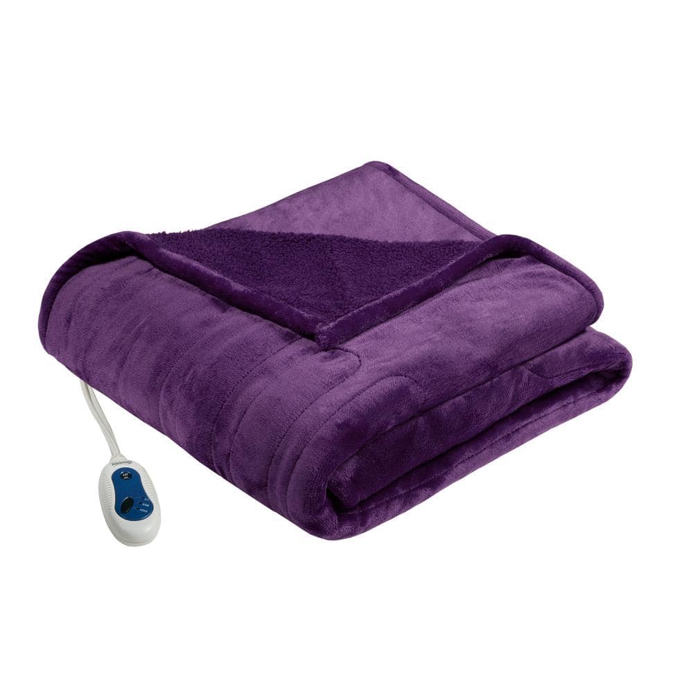 Beautyrest Heated Microlight To Berber Purple 60 In X 70 In Throw