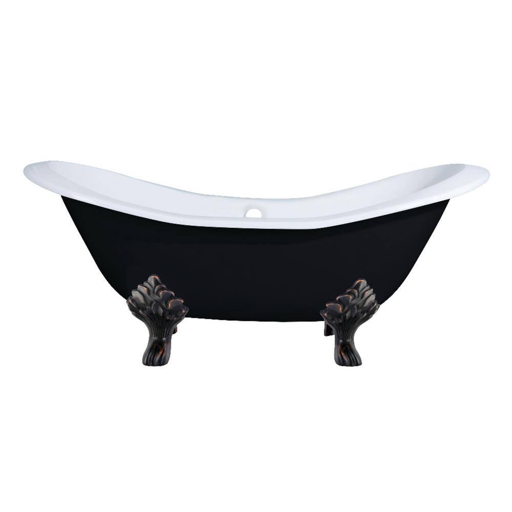 6 ft. Cast Iron Oil Rubbed Bronze Claw Foot Double Slipper Tub in Black