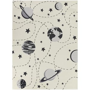 Galaxy Orbit Neutral 4 ft. x 6 ft. Space Area Rug