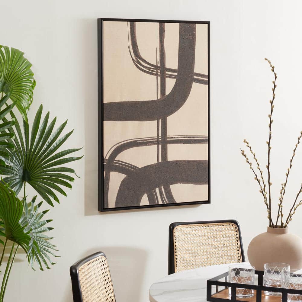 Inky Freeway Taupe and Brown Abstract Canvas Print