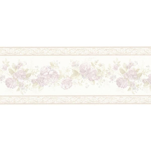 Mirage Tiff Lavender Satin Floral Wallpaper Border Sample