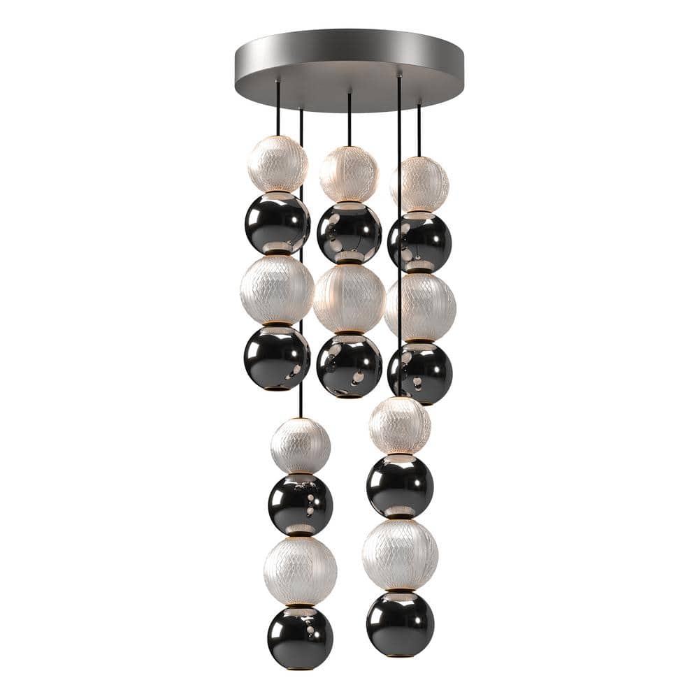 Onyx 5 Head 1 Light 45-Watt Polished Nickel Integrated LED Pendant Light