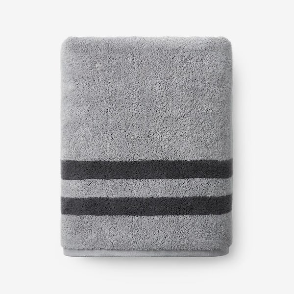 Legends Hotel Mirage Reversible Stripe Aegean Slate Gray Turkish Cotton Single Bath Towel