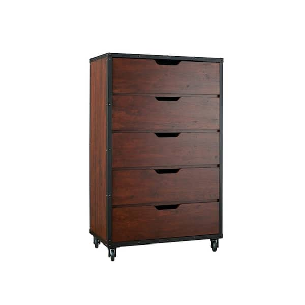 Furniture of America Davidson 5-Drawer Vintage Walnut Chest