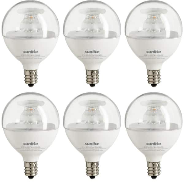 Sunlite 60-Watt Equivalent G16.5 Clear Dimmable Candelabra E12 Base LED Light Bulb 4000K (6-Pack)