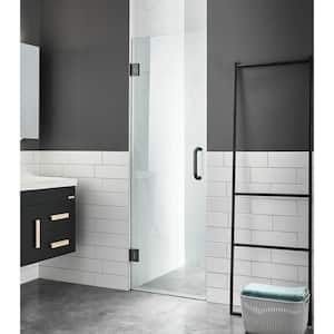 Passion 30 in. W x 72 in. H Pivot Frameless Shower Door/Enclosure in Matte Black with Tsunami Guard Clear Glass