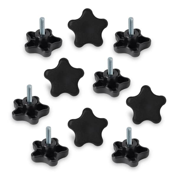 ‎POWERTEC 5/16 in. 18 5-Star Stud Knob Threaded Thumb Screw Star Knobs with 1 in. Stud for Woodworking Jigs and Fixtures (10-Pack)