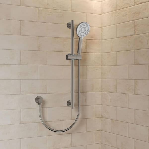 Minimalist 3-Spray Wall Mount Handheld Shower Head with Slide Bar 1.8 GPM in Brushed Nickel