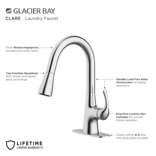 Glacier Bay Clare Single Handle Pull Down Utility Faucet in Chrome