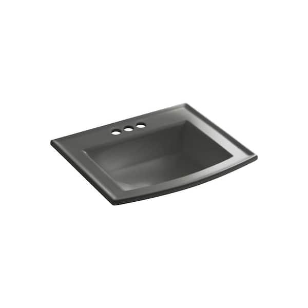 KOHLER Archer 22-3/4 in. Drop-In Vitreous China Bathroom Sink in Thunder Grey with Overflow Drain