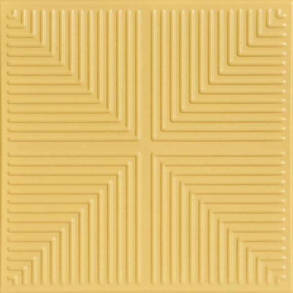 A La Maison Ceilings Pyramid Illusion 1.6 ft. x 1.6 ft. Glue Up Foam Ceiling Tile in Concord Ivory