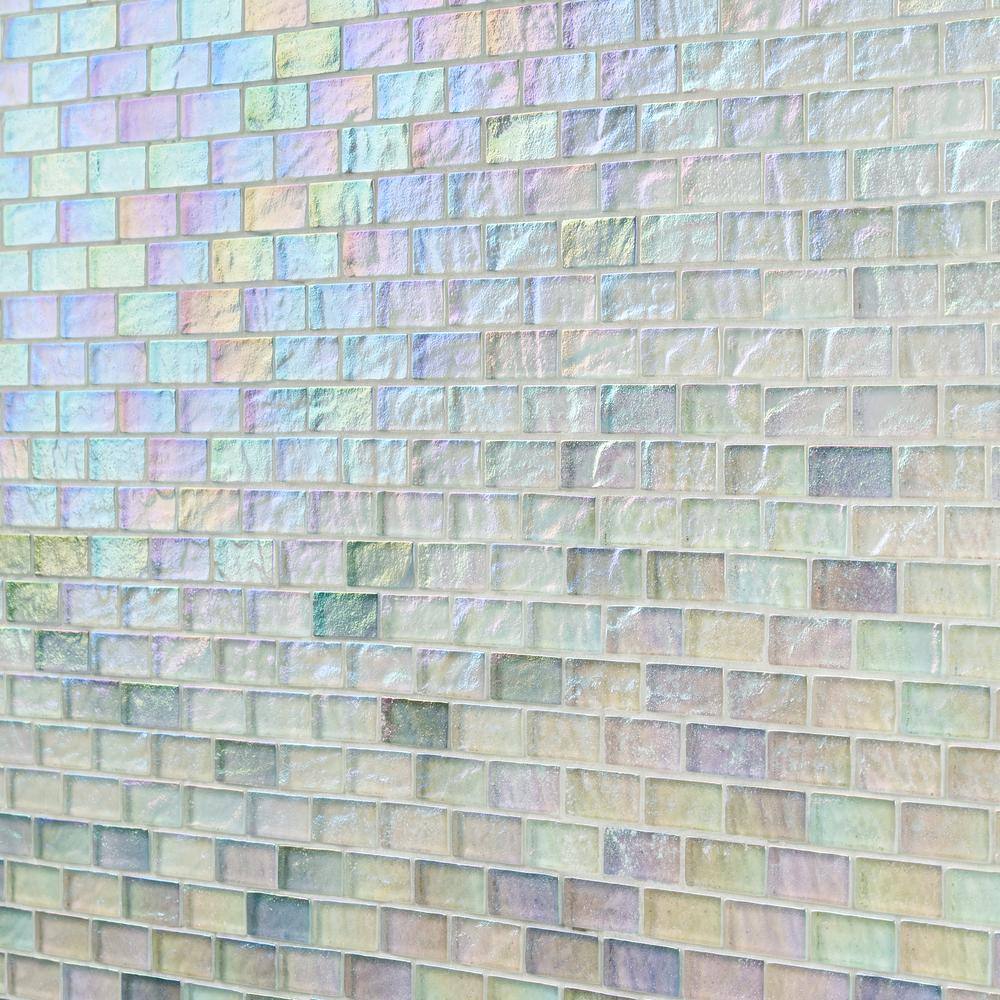 Shallows Iridescent White Glass Mosaic Wall Tile
