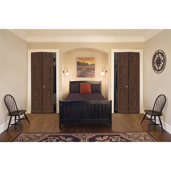 30 in. x 80 in. Conmore Milk Chocolate Stain Smooth Hollow Core Molded Composite Interior Closet Bi-Fold Door