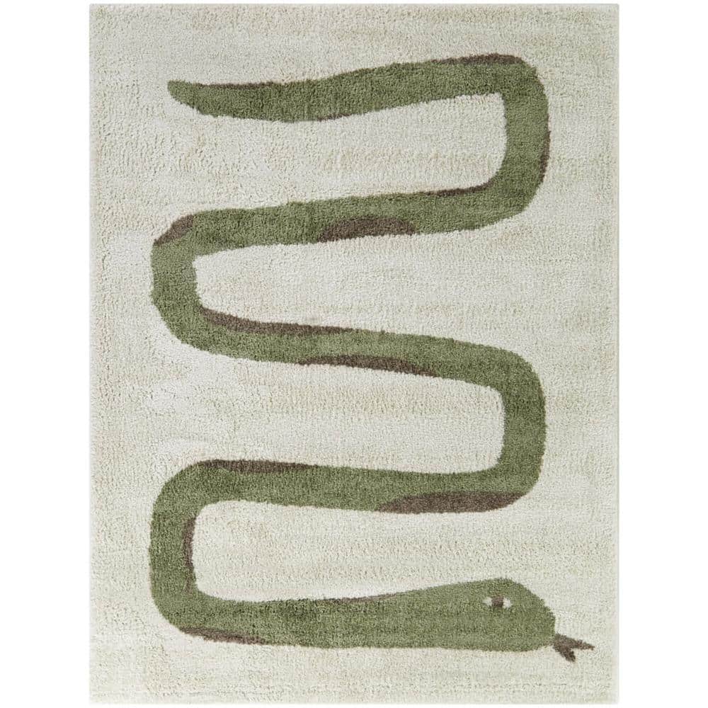 Serpieri Cream 4 ft. x 6 ft. Snake Area Rug