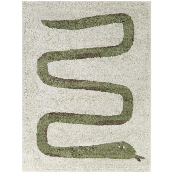 Serpieri Cream 5 ft. x 7 ft. Snake Area Rug