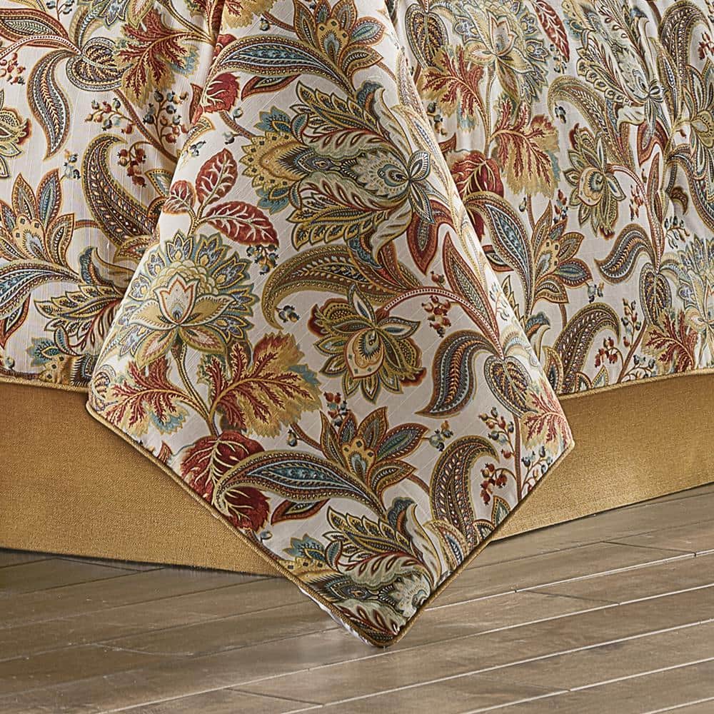 King Size Brown Cotton Floral Comforter Set