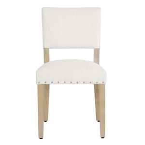 Stain-Resistant Cream Woven Open Back Dining Chair (Set of 2)