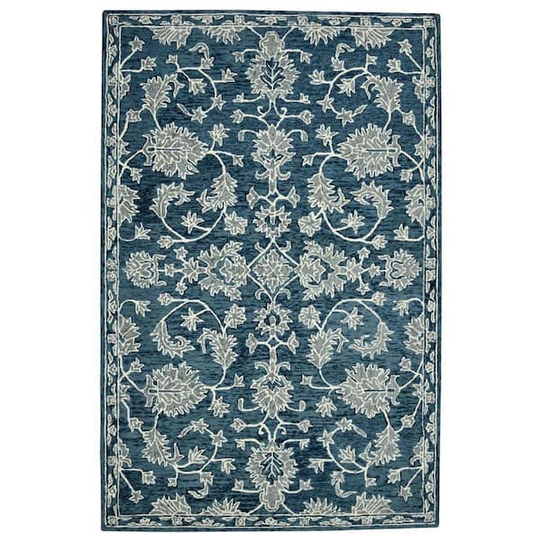 8 ft. x 10 ft. Multi-Colored Wool Floral Medallion Hand Hooked Area Rug