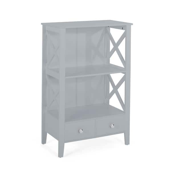 Anky 23.75 in. W x 12.5 in. D x 36.5 in. H Gray MDF Freestanding Linen Cabinet with 2-Drawers