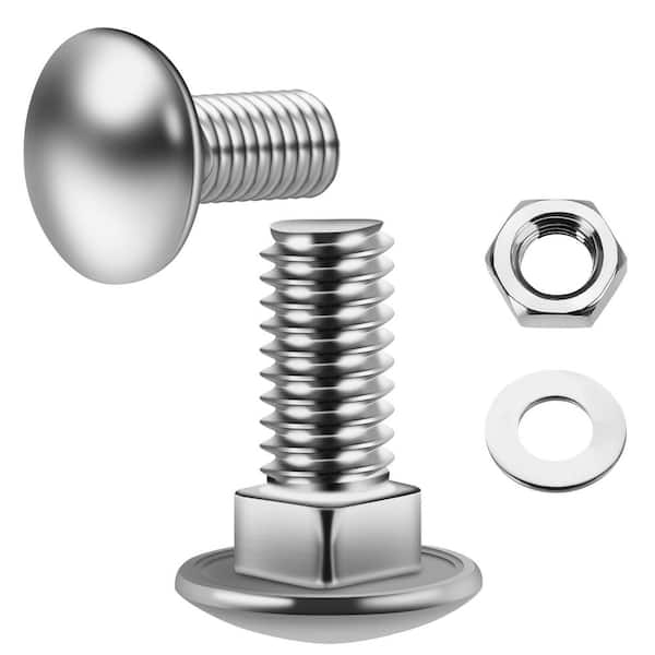 1/4 in.-20 x 3/4 in. Stainless Steel Carriage Bolts with Nuts and Washers (26-Pack)