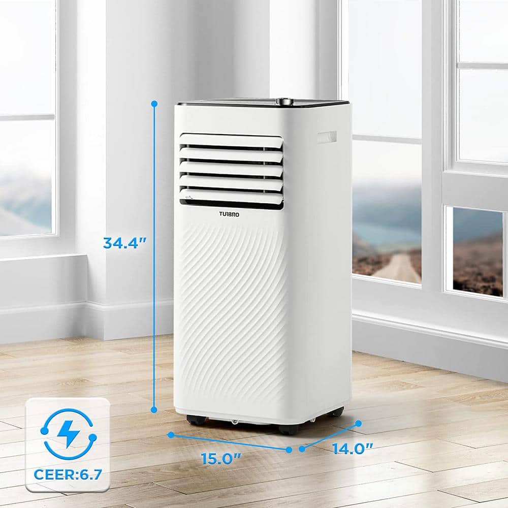 TURBRO 8000 BTU White Portable Air Conditioner with Remote and Sleep Mode