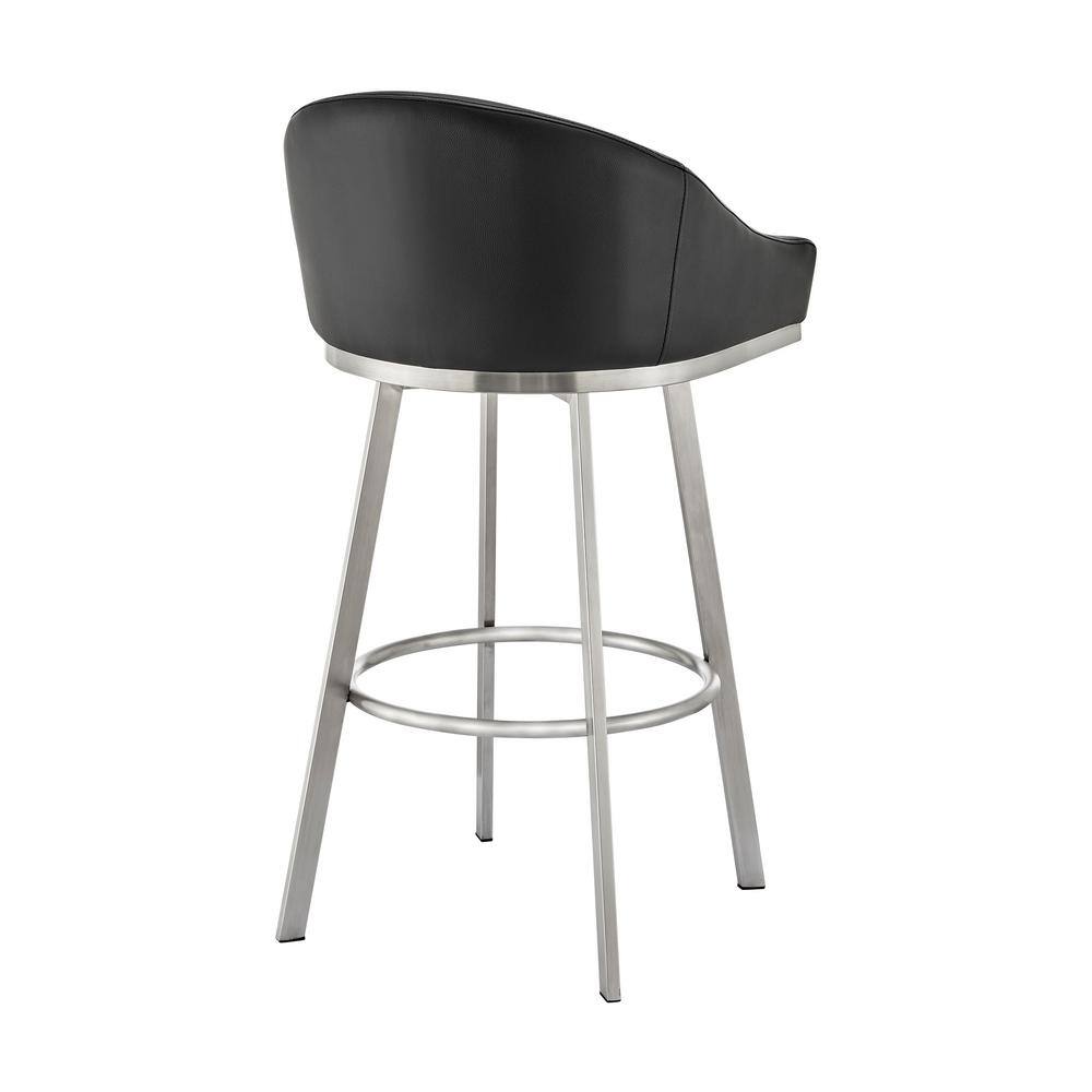 Eleanor 38.5" Black Leather & Metal Swivel Bar Stool